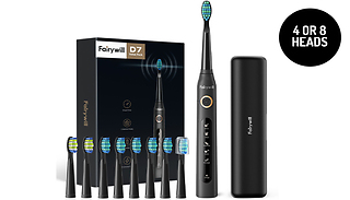 Sonic Electric Rechargeable Toothbrush - With 4 or 8 Brush Heads