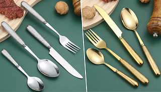 4-Piece Vintage Style Stainless Steel Cutlery Set - 2 Colours