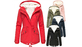 Women's Fleece Lined Hooded Winter Parka - 5 Colours & 6 Sizes