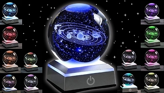 Small 3D Solar System Crystal Ball With LED Base