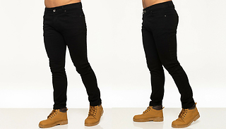 Men's Enzo Slim Fit Stretch Denim Jeans in Black - 28 Sizes