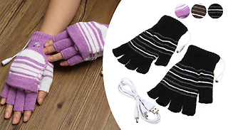 USB Powered Heated Fingerless Gloves - 3 Colours