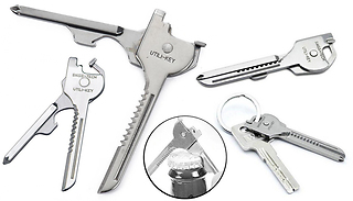Mini 6-In-1 Stainless Steel Multi-Function Utility Keyring - 1 or 2 Un ...