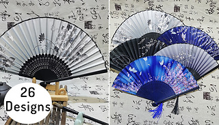 Traditional Style Bamboo Hand Fans with Tassel - 26 Styles