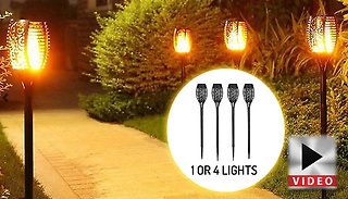 Flickering Flame Effect Garden Solar Lamps - 1 or 4 Pack!
