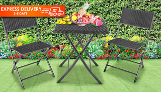 3-Piece Rattan Bistro Table & Chairs Set - 2 Colours
