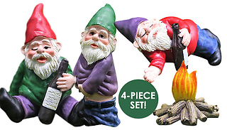 4-Piece Mini Drunk Garden Gnome Set