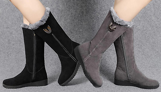 Faux Fur Lined Chelsea High Boots - 6 Sizes & 2 Colours