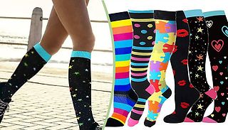 6-Pairs of Women's Compression Socks - 2 Sizes