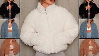 Fluffy Puffer-Style Cropped Jacket - 4 Colours, 6 Sizes 