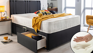 Luxury Divan Bed With Memory Foam Mattress & Headboard - 6 Sizes & 3 D ...