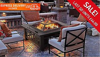  3-in-1 XL Square Black Fire Pit with Surround & Poker