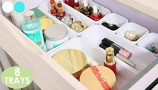8-Piece Drawer Storage Organising Trays - 2 Colours