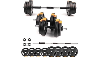 2-in-1 Adjustable 15kg Dumbbell Weights Set