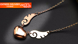 Wings of Love Rose Gold Tone Pendant Necklace