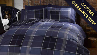Reversible Argyle Tartan or Mono Duvet Set - 3 Designs & 3 Sizes