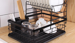 2-Tier Kitchen Metal Anti-Rust Dish Drainer