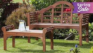 Garden Gear Acacia Lutyens Bench with Coffee Table