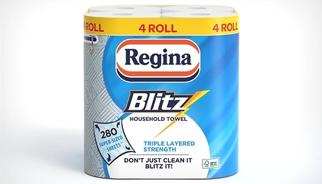 Regina Kitchen Rool 4 to 24-Pack of 3 Ply Regina Blitz Kitchen Roll