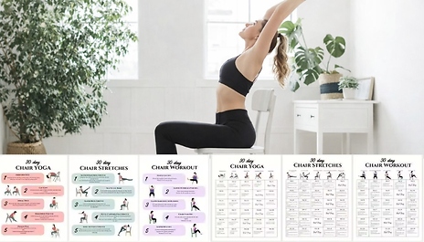 Complete Chair Fitness Poster Set – 3 Monthly Plans & 3 Exercise Guides!