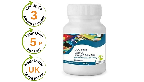 Immune-System Support Cod Liver Capsules with Vitamin A and D3