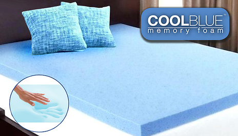 Gogroopie Coolblue 2 Inch Memory Foam Mattress Topper Optional Cover 6 Sizes