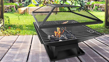 Gogroopie Square Fire Pit With Bbq Grill