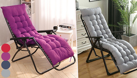 Sun Lounger Cushion Pad for Garden Recliner Chair - 4 Colours